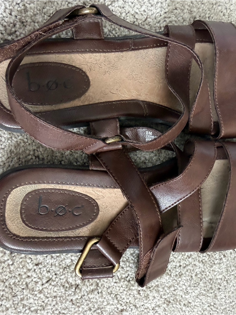 b.o.c. Brown Strappy Leather Sandals